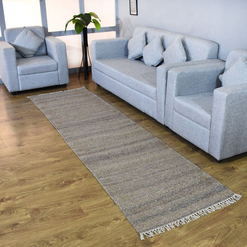 RUGSOTIC CARPETS HAND WOVEN FLAT WEAVE KILIM COTTON & POLYESTER ECO-FRIENDLY AREA RUGS  - Runner Shape, Solid Plain Design, Low Pile  Handmade Area Rugs (DCP111) image number 1