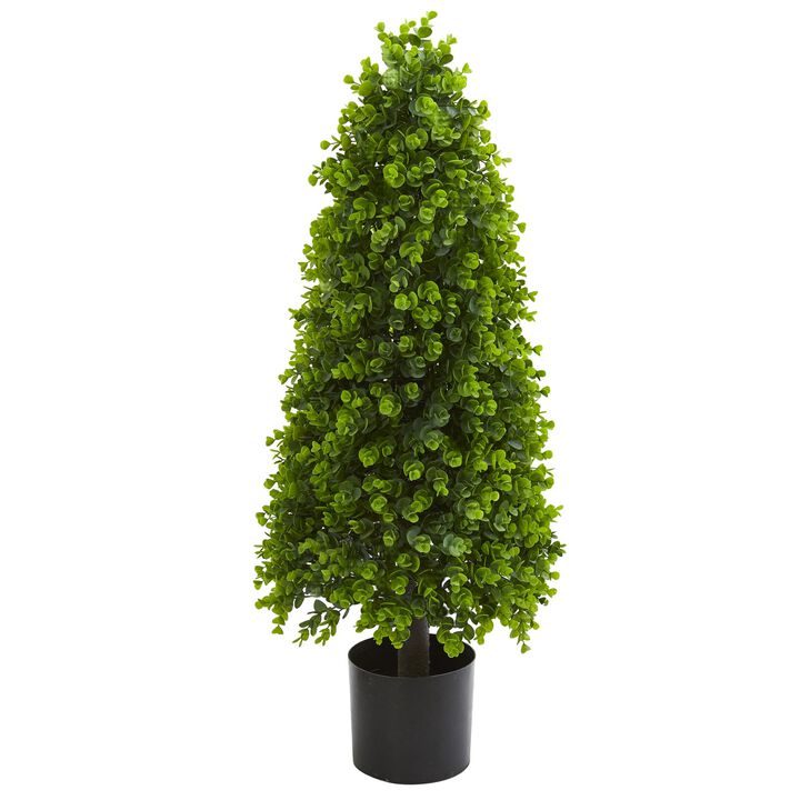 HomPlanti 3 Feet Eucalyptus Topiary Artificial Tree (Indoor/Outdoor)