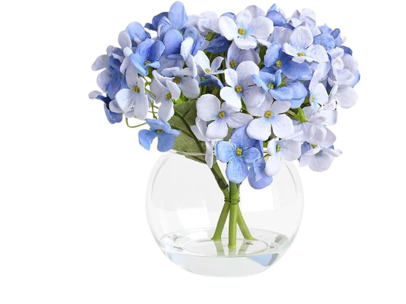 2 Piece Artificial Hydrangea Flowers Real Touch Vase Filler image number 0