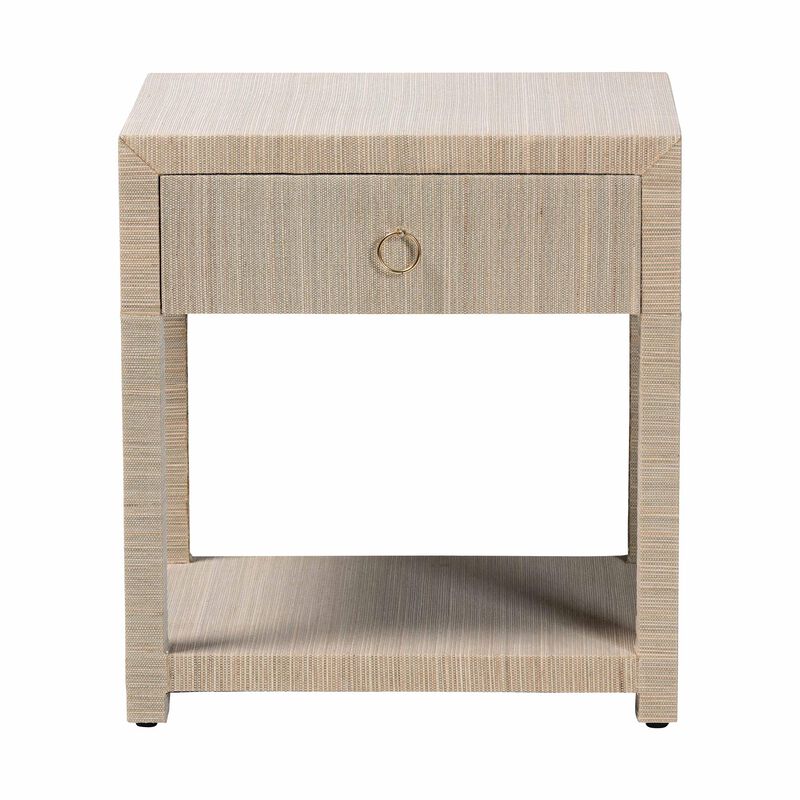 bali & pari Nata Bohemian Woven Natural Grasscloth 1 Drawer Nightstand