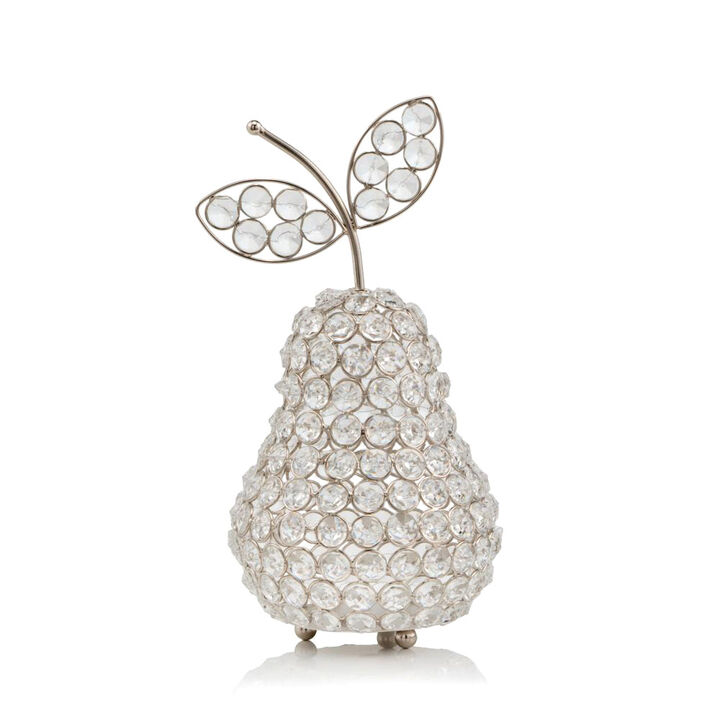 Modern Faux Crystal Pear Sculpture &ndash; Tabletop, Shelf, or Centerpiece Decor