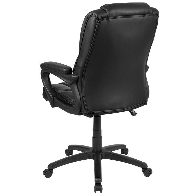 Flash Fundamentals Big & Tall 400 lb. Rated Black LeatherSoft Swivel Office Chair with Padded Arms image number 7