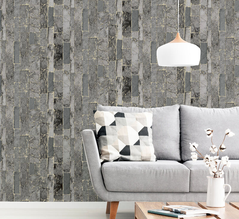 Kintsugi Black Geometric Wallpaper image number 2