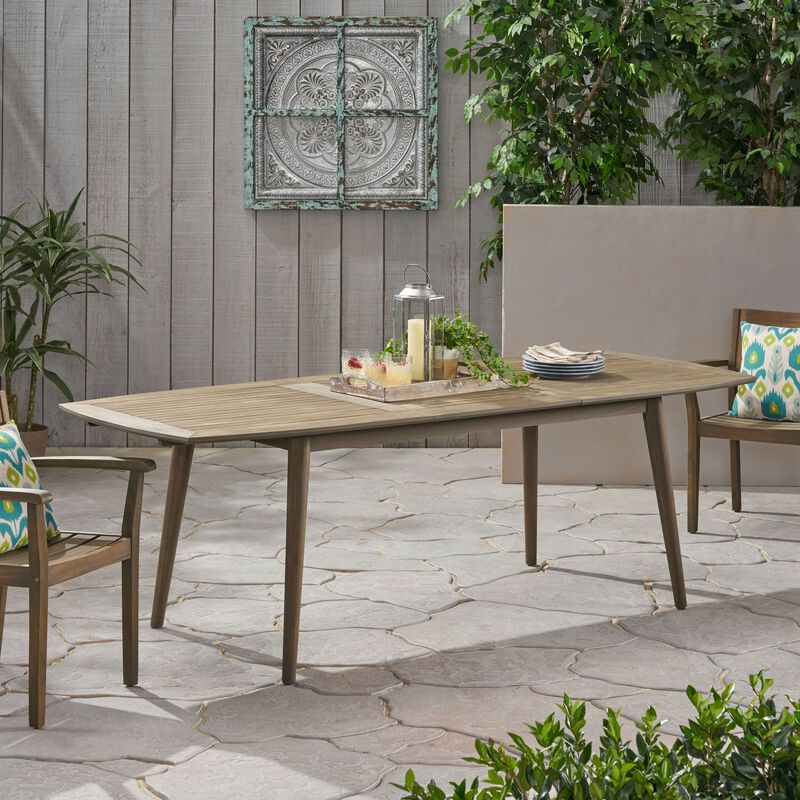 71-in to 94.5-in Expandable Outdoor Patio Dining Table in Gray Acacia Wood image number 3