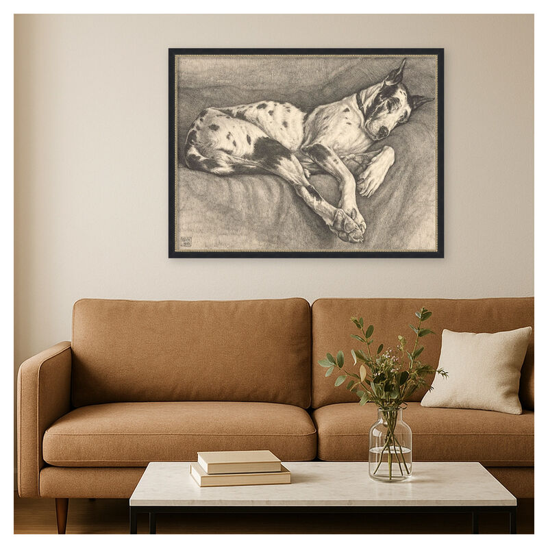 Sleeping Hound, 1930 by Bertha Van hasselt Framed Canvas Wall Art image number 3