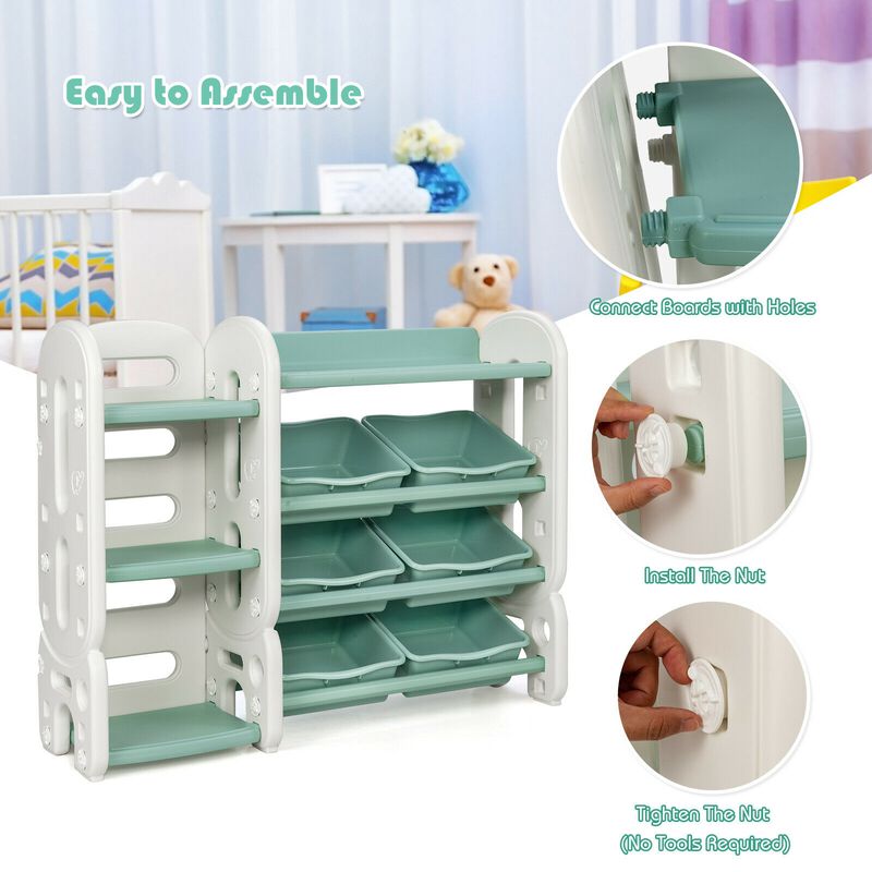 Bedroom or Playroom Toy Storage Organizer for Kids, Multi-Layer Bins image number 8