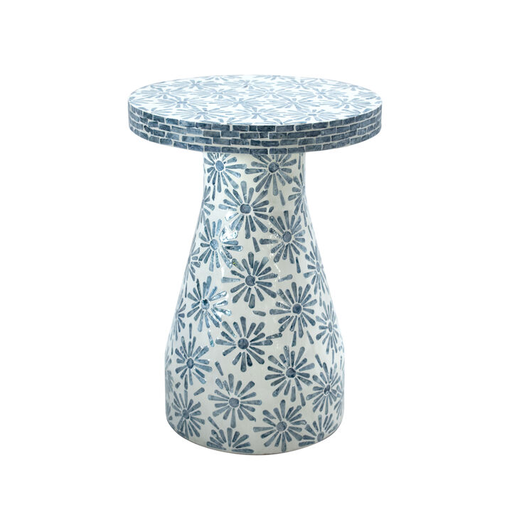 Halio Cream & Blue Checkered Shell Side Table