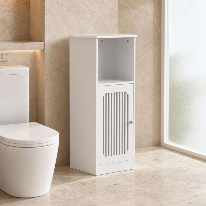 ELEMENT ACE Louvered Door Floor-Standing Bathroom Low Cabinet Multi-Layer Storage for Towels, Toiletries and Bath Essentials image number 2