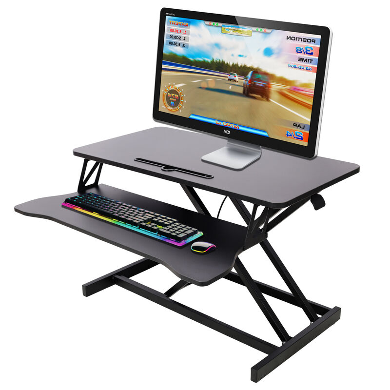 GOODSILO Ergonomic Adjustable Height Standing Desk Converter with Keyboard Tray for Home Office Workstations and Computer Monitors image number 0