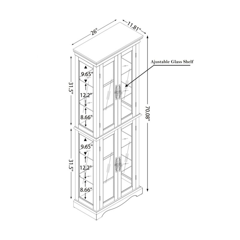 Doblik Lighted Glass Curio Display Cabinet image number 9