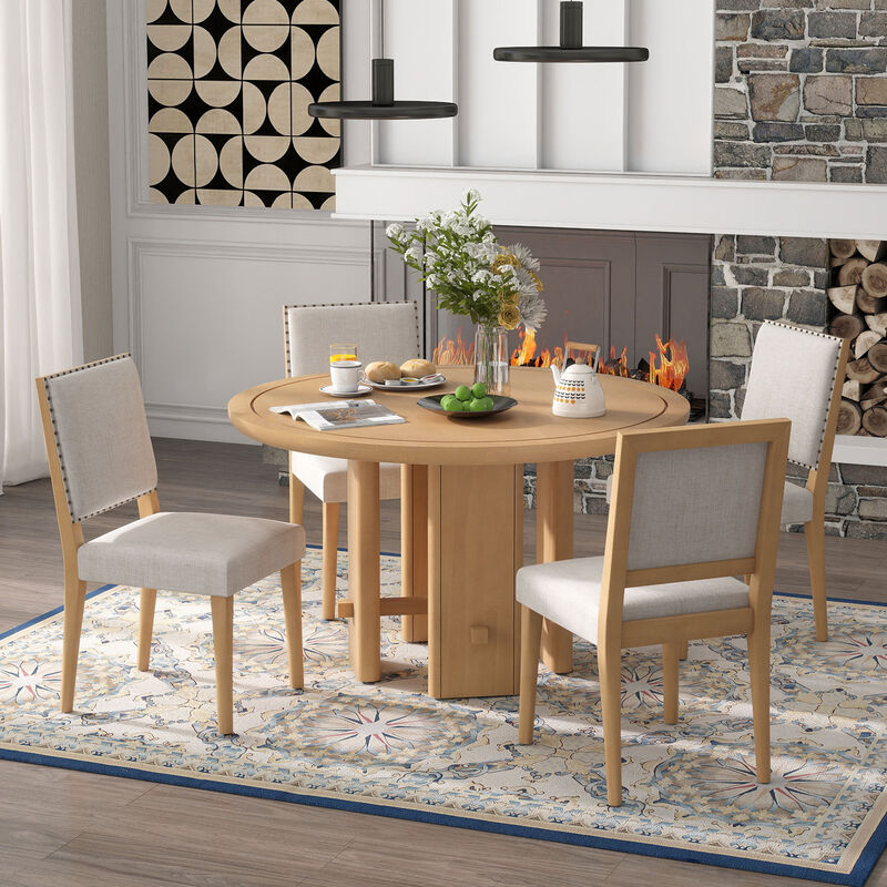 Merax 5-Piece Round Dining Table Set for 4