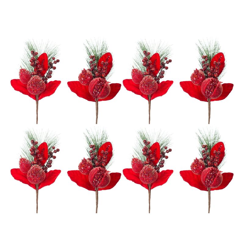 Beaded Pomegranate And Pear Pine Pick (Set of 8)