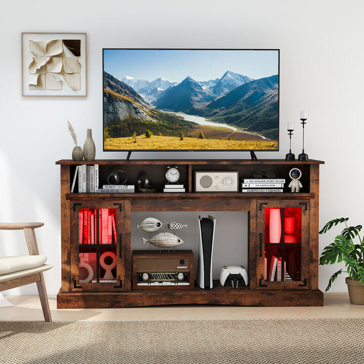 Modern TV Stand with Built-In LED Lighting and Remote Control