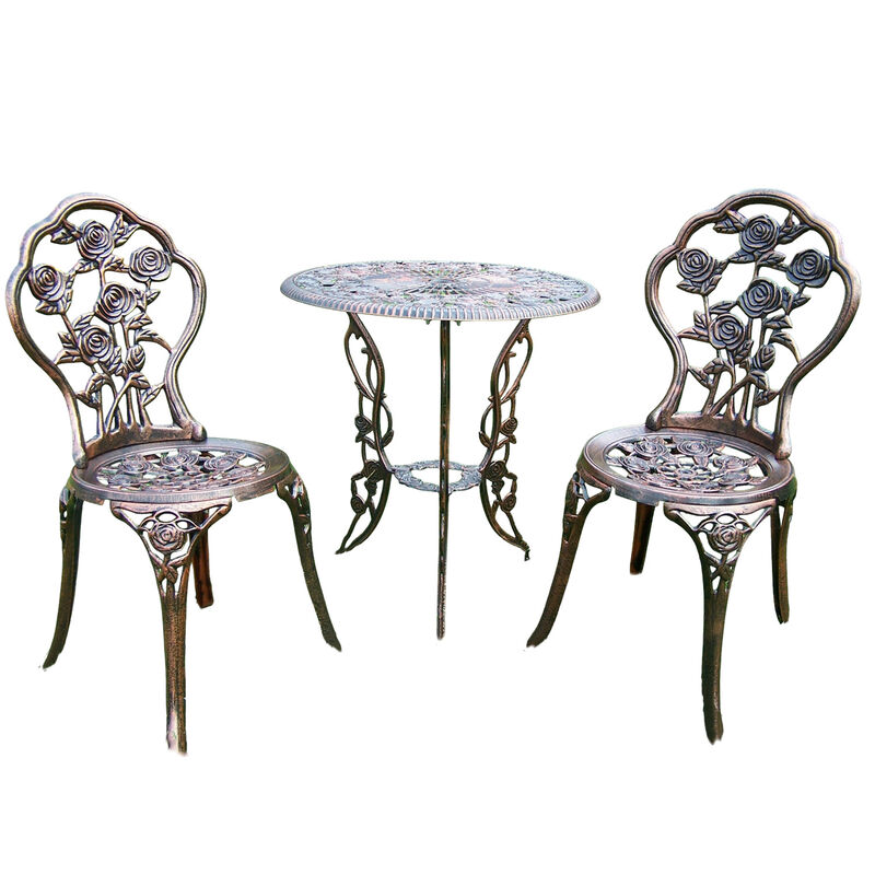 3-Piece Outdoor Bistro Set with Rose Design
