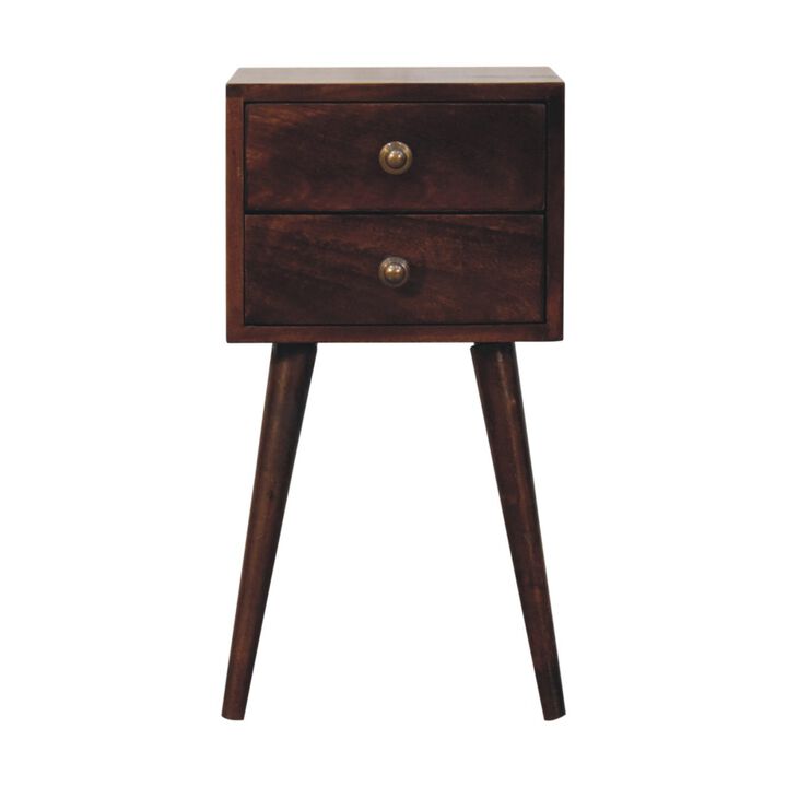 Artisan Furniture Solid Wood Mini 2 Drawer California Walnut Bedside