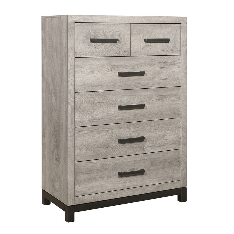 Queen Bedroom Set, Gray Wood, 5 Piece Set with 2 Nightstands, Dresser, and Chest image number 6