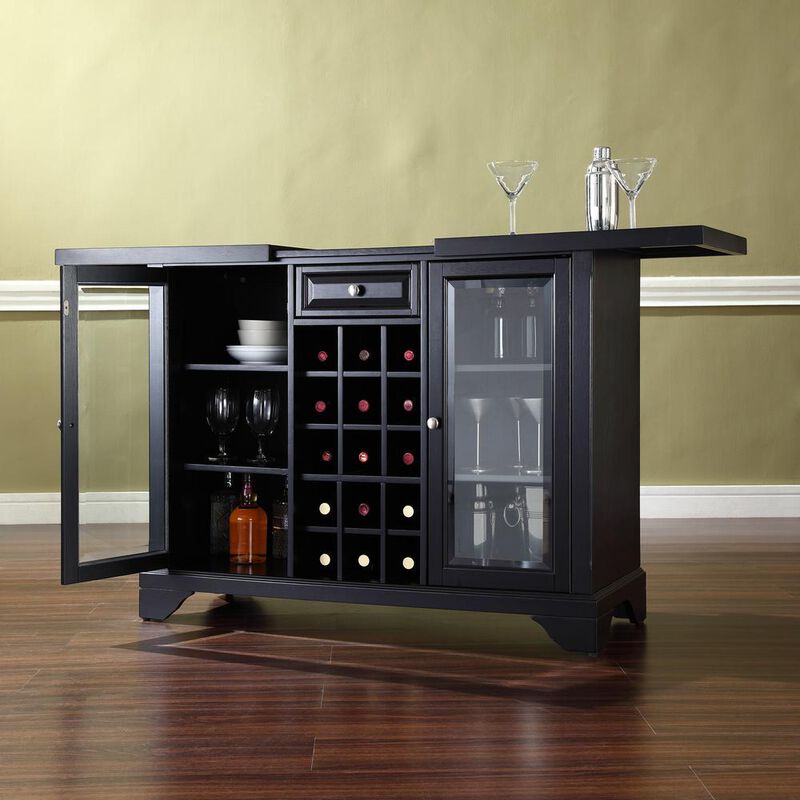 Crosley Furniture Lafayette Sliding Top Bar Cabinet Black