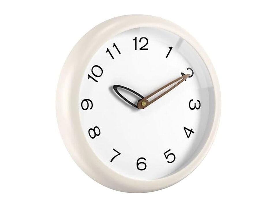 Off White Shatterproof Tempered Glass Safe Wall Clock 12 Inch Silent Non Ticking