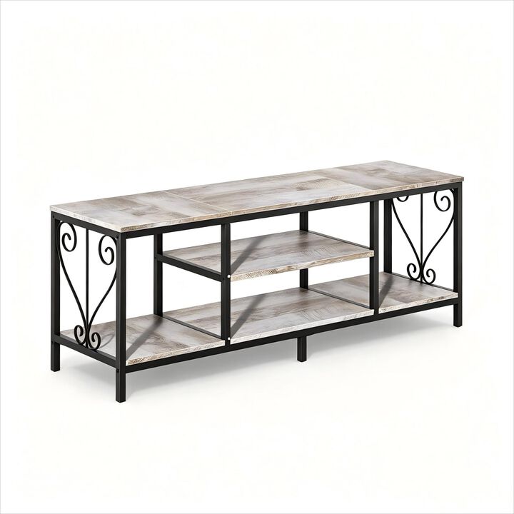 TV Stand for 65 70 75 Inch TVs, Entertainment Center with 3-Tier Open Storage Shelves, 63" Long Media Console Table for Living Room, Bedroom