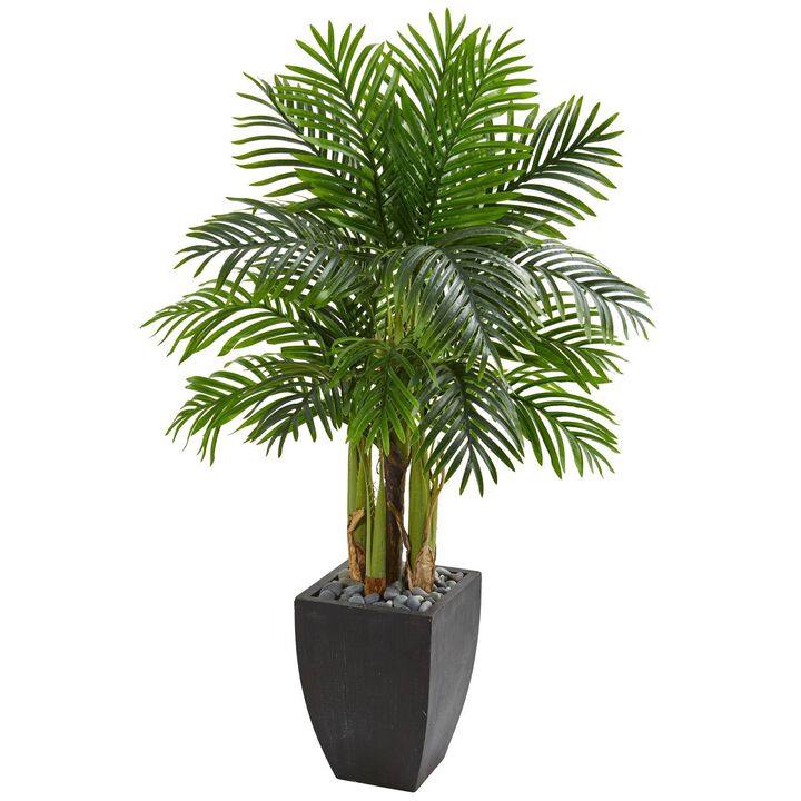 Nearly Natural 5-ft Kentia Palm Artificial Tree in Black Planter