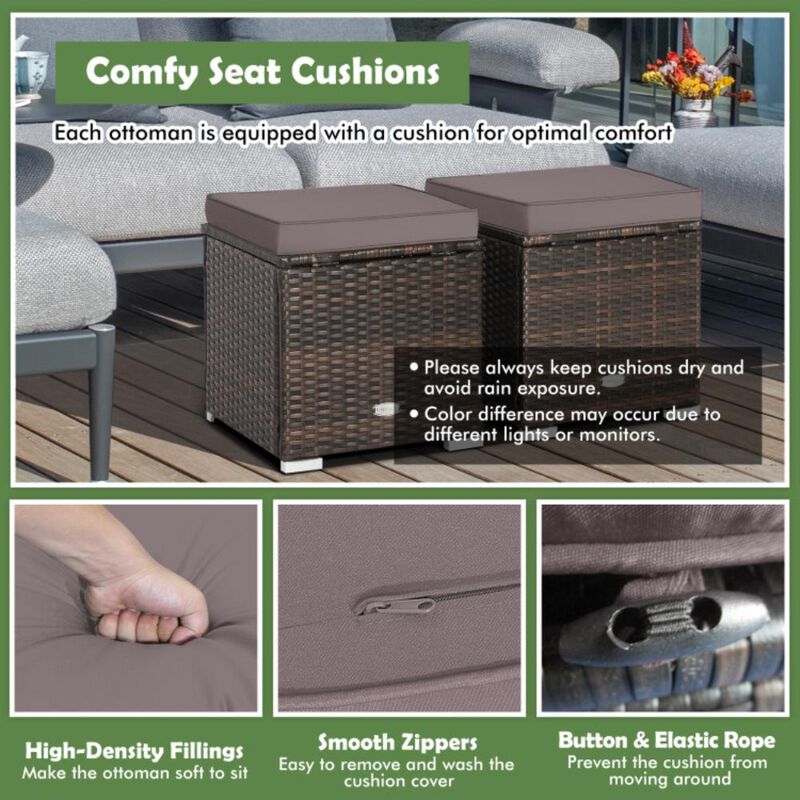 Hivvago 2 Pieces Patio Ottoman with Hidden Storage Space