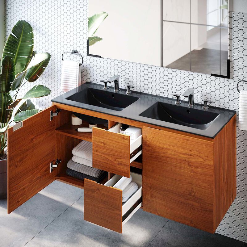 Scenic 48" Double Wall-Mount Bathroom Vanity image number 9
