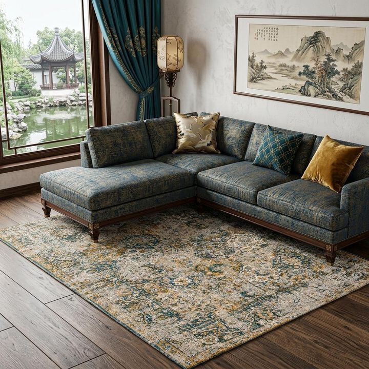 HomeRoots Abstract Non Skid Area Rug