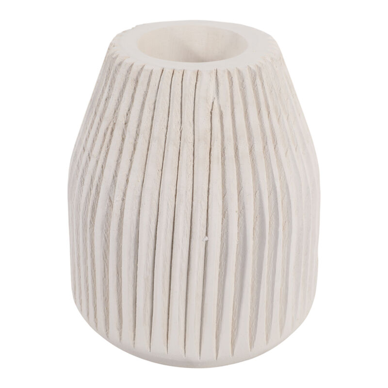 Wood, 8" Ridged Vase, White image number 4