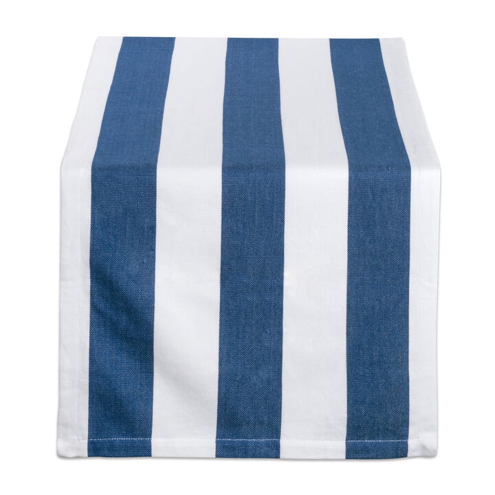 18" x 108” Navy Blue and White Dobby Striped Pattern Rectangular Table Runner