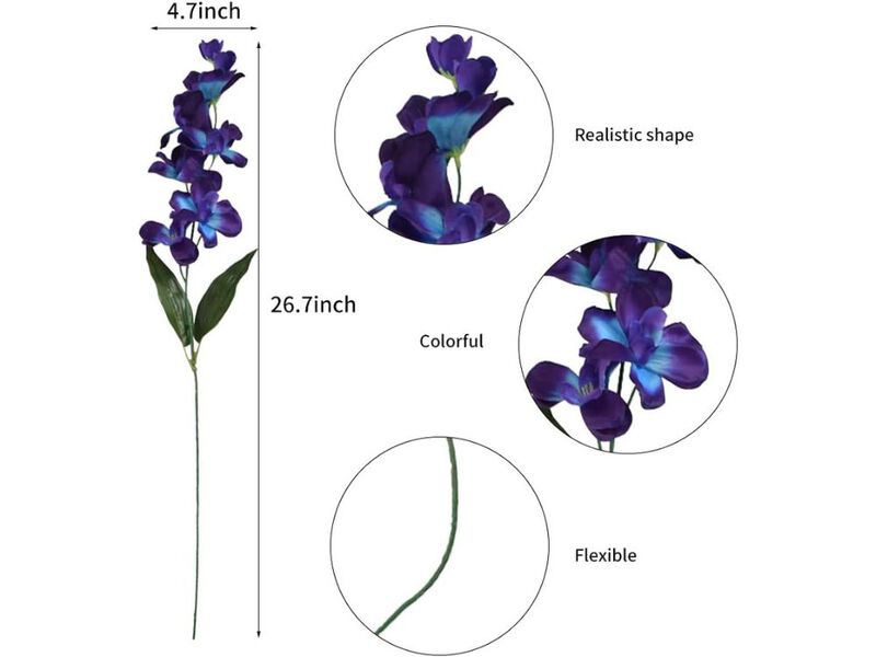 Purple Artificial Orchid Flower Stems Outdoor Wedding Centerpiece Decor image number 2