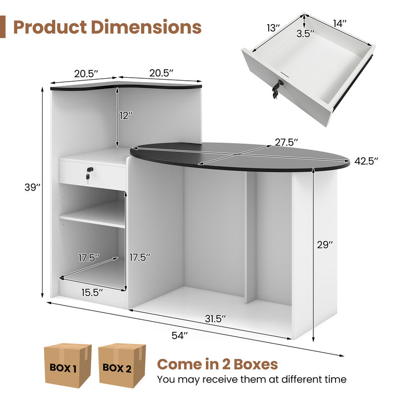Modern Reception Desk with Oval Tabletop, Front Counter for Office or Salon Use