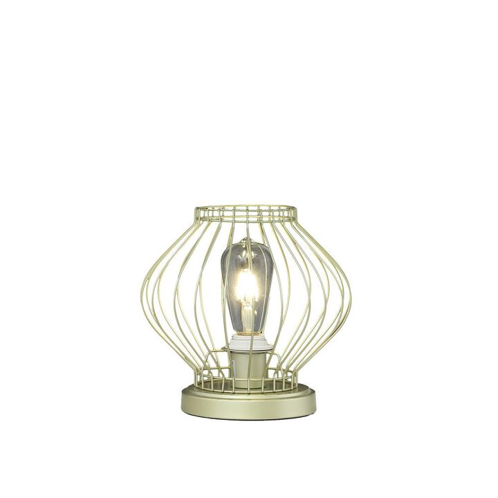 Hivvago 10" Gold Bedside Table Lamp With Gold Cage Shade