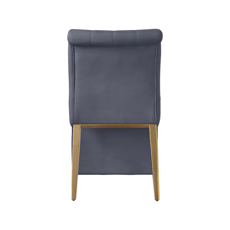 Meridian Furniture Curve Grey Velvet Dining Chair, Set of 2