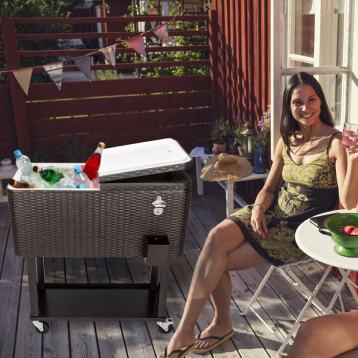 Cooler with Shelf Portable Ice Chest with Built-In Storage for Outdoor & Party Use