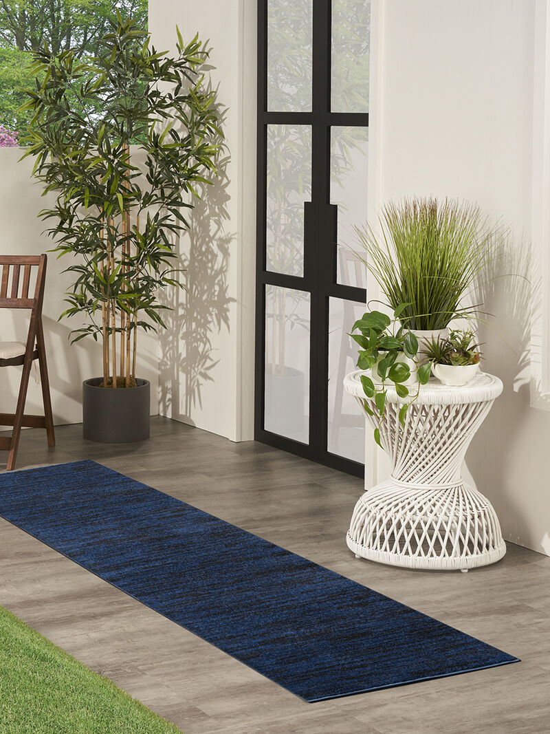 Nourison Essentials NRE01 Midnight Blue 2'2" x 12' Rug image number 1