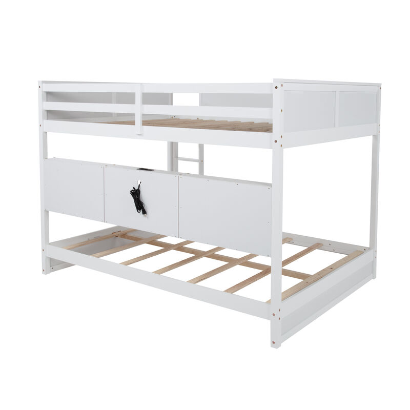 Whisen Queen Over Queen Bunk Bed with Built-in Storage Cabinets image number 6