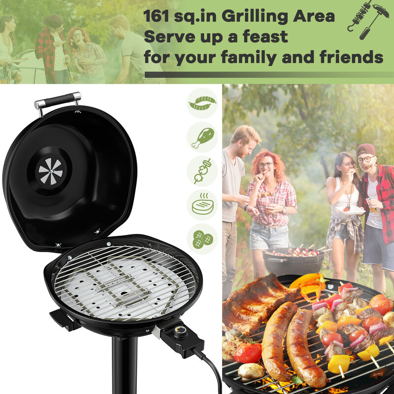 1600W Portable Electric BBQ Grill with Removable Non-Stick Rack