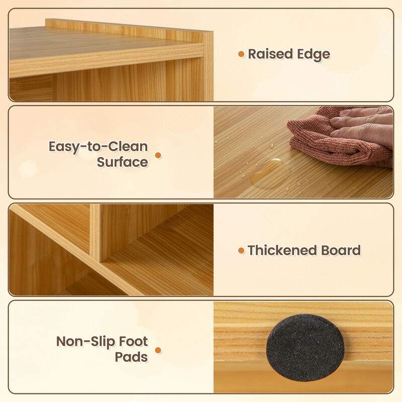 3-Tier Open Bookcase 8-Cube Floor Standing Storage Shelves Display Cabinet