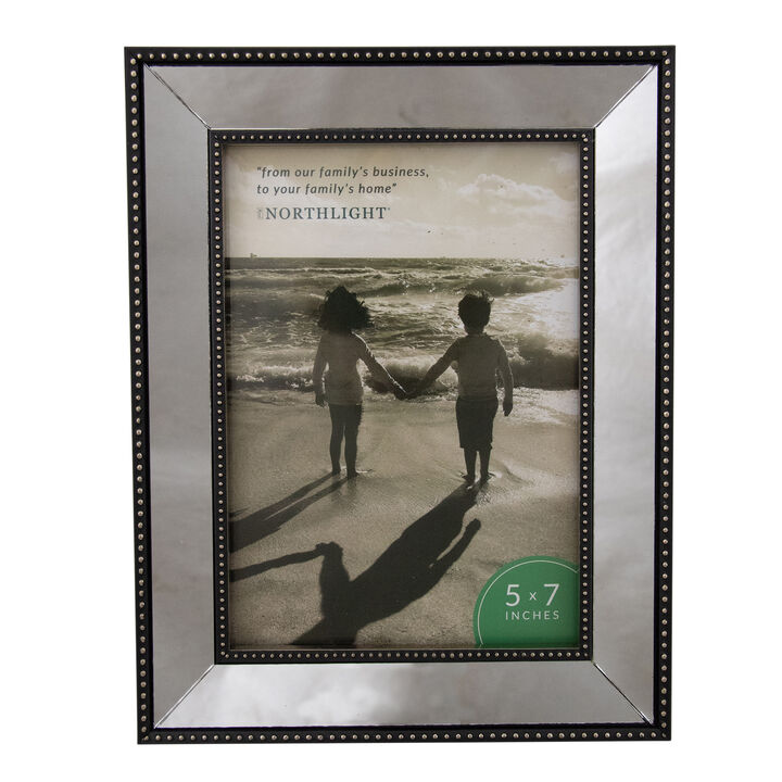 9" Black and Silver Glass Mirror Encased Photo Frame for 5" x 7" Photo