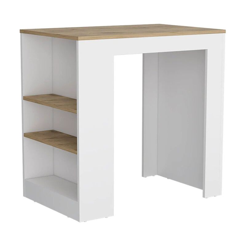 Streamdale Highlands Kitchen Island With Storage Base In White And Macadamia image number 2