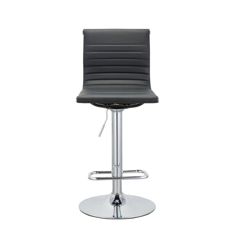 Beli 24-31 Inch Barstool Chair, Set of 2, Adjustable Height, Chrome, Black - Benzara image number 1