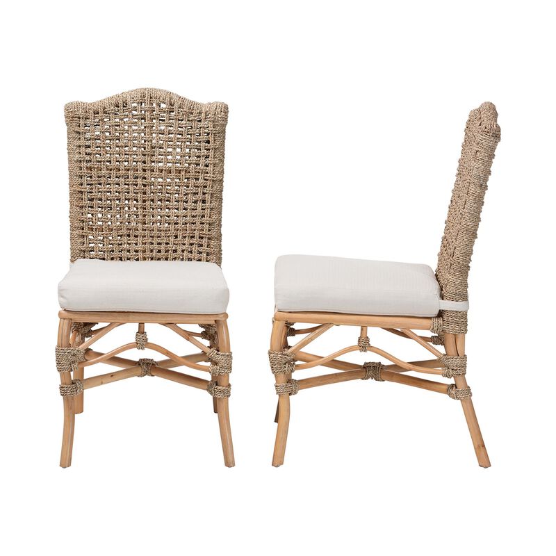 bali & pari Nitya Natural Rattan and Seagrass Camelback 2-Piece Dining Chair Set image number 2