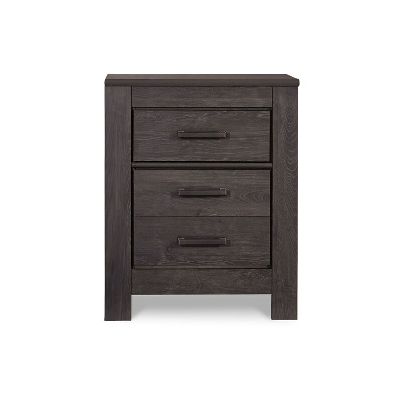 Brin Nightstand, 2 Drawers, Rustic Contemporary Laminate Charcoal Gray