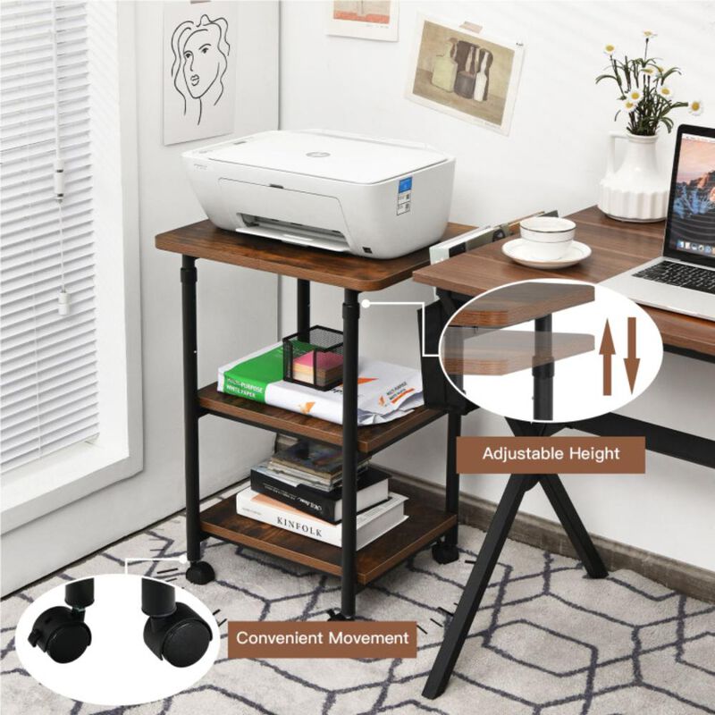 Hivvago 3-tier Adjustable Printer Stand with 360&Acirc;&deg; Swivel Casters