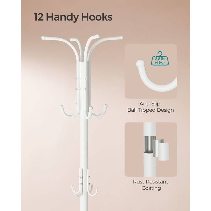 Freestanding Heavy Duty Coat Rack Metal Design with Umbrella Holder and Hooks
