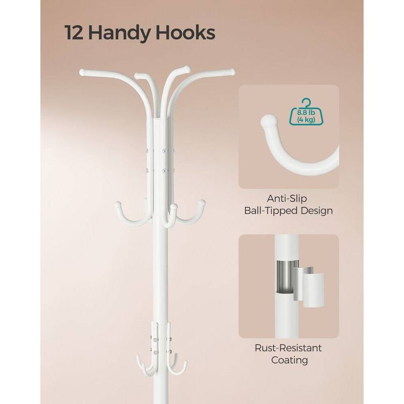 Freestanding Heavy Duty Coat Rack Metal Design with Umbrella Holder and Hooks