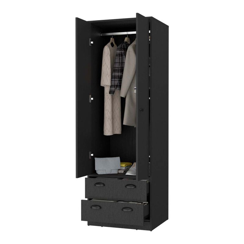 Westminster 2-Door 2-Drawer Armoire with Hanging Rod Black