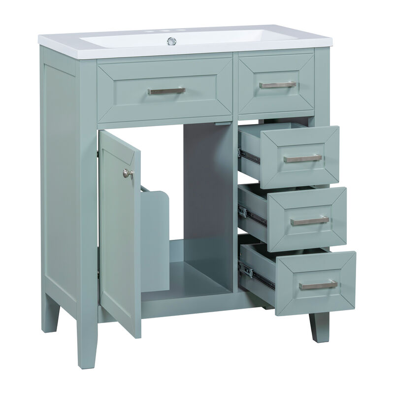 Merax Bathroom Vanity with Sink Combo, White Bathroom Cabinet with Drawers
