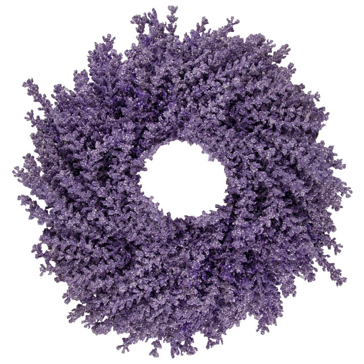 Purple Lavender Artificial Floral Spring Wreath  15-Inch  Unlit