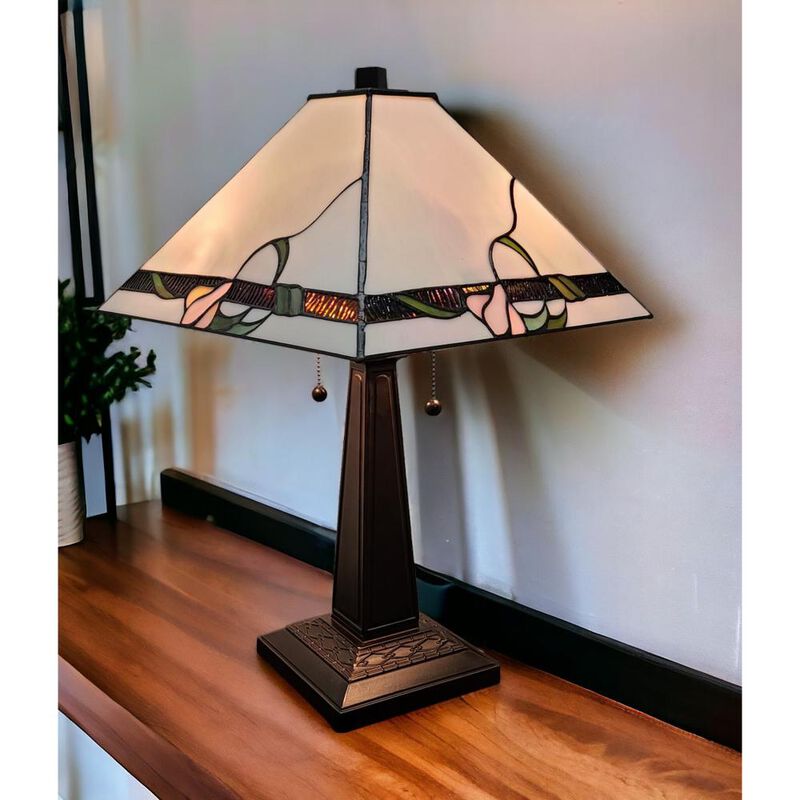 Hivvago 22" Dark Brown Metal Two Light Candlestick Table Lamp With Ivory Shade